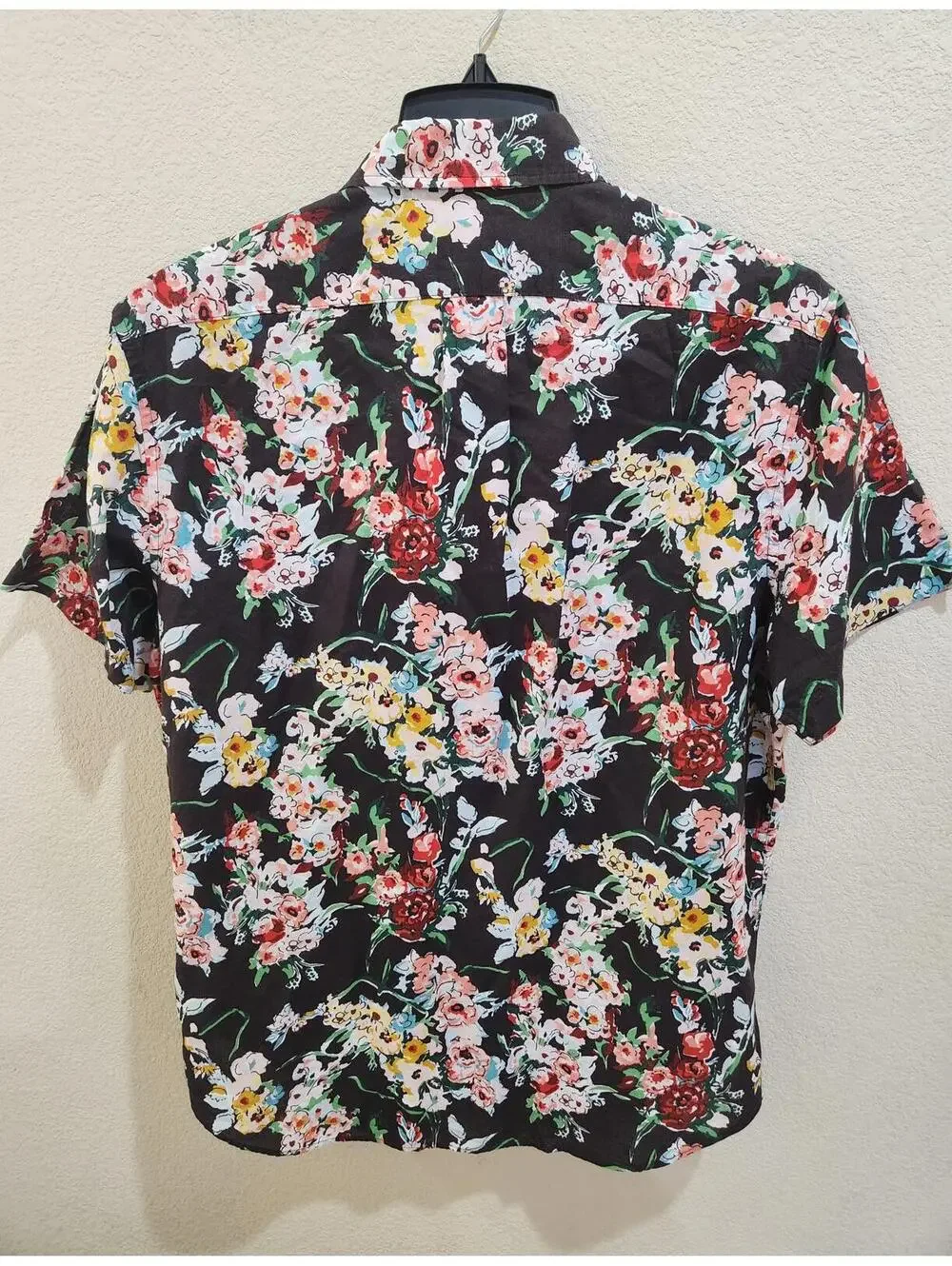 J. Crew Floral Print Short Sleeve Button Down Shirt Flex Classic Fit Size Medium
